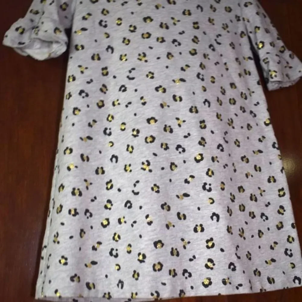 Oshkosh Leopard Print Dress Size 3T Gray Short Sleeve Animal Print
